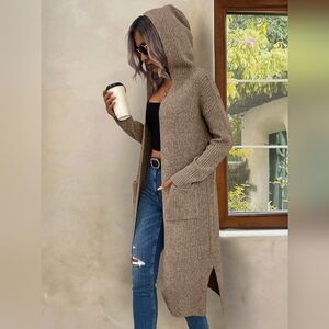 Dual Pocket Split Hem Hooded Duster Cardigan NWT 
Im too short to wear it lol
